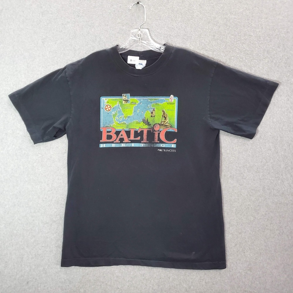 VINTAGE Princess Men Shirt Medium Black Baltic Heritage Single Stitch Tee READ
